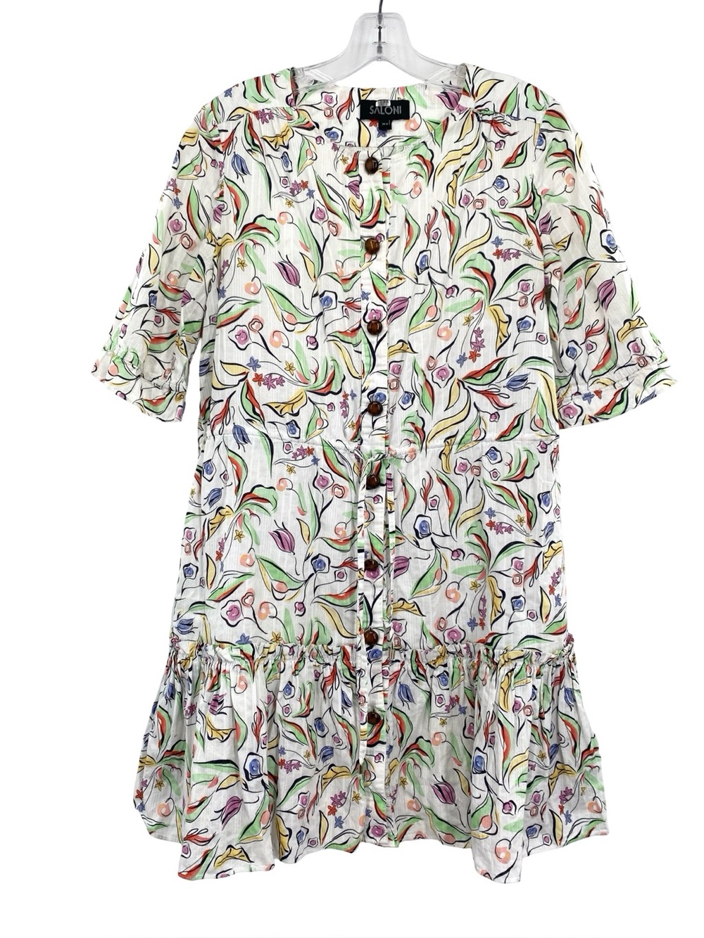 Saloni Billie C Cotton Wildflower Tie Waist Ruffle Dress Size 8